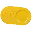 Cutting EDGE Round Breakfast Plates (Set of 6), Side Plates, Dishwasher/Freezer Safe, Diameter 20.5 cm (Yellow)
