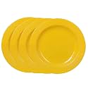 Cutting EDGE Round Breakfast Plates (Set of 4), Side Plates, Dishwasher/Freezer Safe, Diameter 20.5 cm (Yellow)