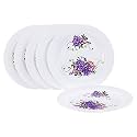 Cutting EDGE Round Colorful Dinner Plate Set of 6 (4 Inch/10.3 cm) with Floral Printed Design for Families, Parties, Unbreakable, Kid Friendly, Dishwasher Safe (Purple Rose)
