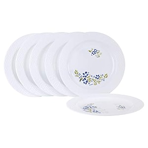 cutting edge plastic round floral printed design dinner plates set unbreakable microwave dishwasher freezer safe crockery set for kitchen home party big set of 4 blue