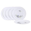 Cutting EDGE Plastic Round Floral Printed Design Dinner Plates Set, Unbreakable, Microwave, Dishwasher, Freezer Safe, Crockery Set for Kitchen, Home, Party (Big, Set of 4, Blue)
