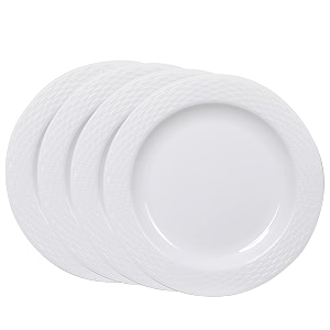 cutting edge round full dinner plates set of 4 microwavedishwasherfreezer safe diameter 273 cm white