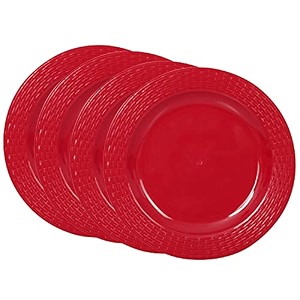 cutting edge round full dinner plates set of 4 microwavedishwasherfreezer safe diameter 273 cm red