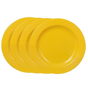 cutting edge round full dinner plates set of 4 microwavedishwasherfreezer safe diameter 273 cm yellow