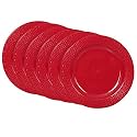 Cutting EDGE Round Full Dinner Plates (Set of 6), Microwave/Dishwasher/Freezer Safe, Diameter 27.3 cm (Red)