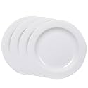 Cutting EDGE Round Full Dinner Plates (Set of 4), Microwave/Dishwasher/Freezer Safe, Diameter 27.3 cm (White)
