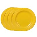 Cutting EDGE Round Full Dinner Plates (Set of 4), Microwave/Dishwasher/Freezer Safe, Diameter 27.3 cm (Yellow)