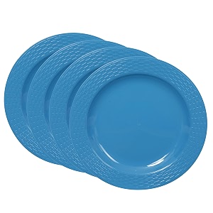 cutting edge round breakfast plates set of 6 side plates microwavedishwasherfreezer safe diameter 195 cm blue