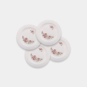 cutting edge round dinner plates set light-weight daily use crockery set unbreakable microwavedishwasherfreezer safe small plates redflower patterns set of 4