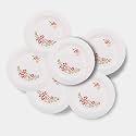 Cutting EDGE Round Dinner Plates Set, Light-Weight, Daily Use Crockery Set, Unbreakable, Microwave/Dishwasher/Freezer Safe Small Plates (Red,Flower Pattern, Set of 6)