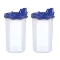 Cutting EDGE Smart Oil Dispenser Storage Set of 2 Air-Tight Leak Resistant Plastic Round Modular Container for Vinegar, Refined, Water BPA Free Refrigerator Safe, 2.4 Cups/ 19.8 Oz Dark Blue