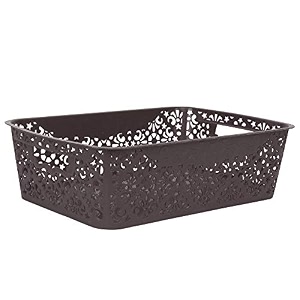 cutting edge plastic turkish storage basket medium brown set of 1
