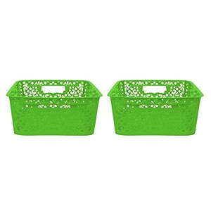 cutting edge plastic turkish storage basket medium green set of 2