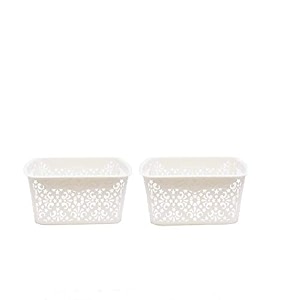 cutting edge plastic turkish storage basket small white set of 2