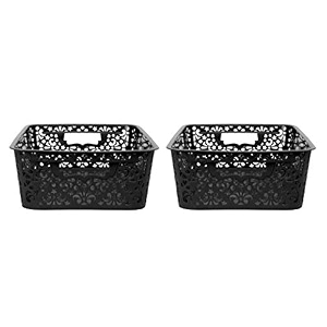 cutting edge plastic turkish storage basket medium black set of 2