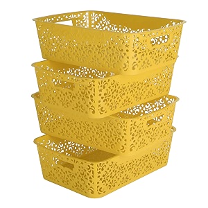 cutting edge plastic turkish storage basket medium yellow set of 4