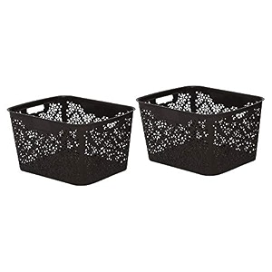 cutting edge plastic turkish storage basket large brown set of 2