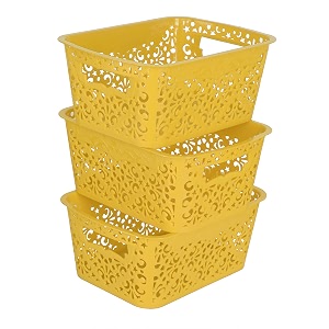 cutting edge plastic turkish storage basket small yellow set of 3