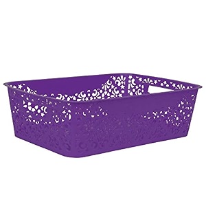 cutting edge plastic turkish storage basket medium purple set of 1