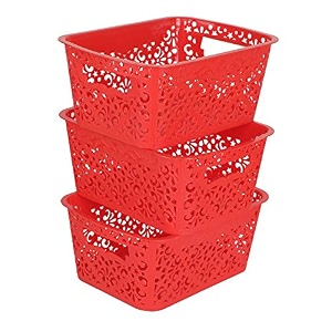 cutting edge plastic turkish storage basket small red set of 3