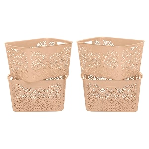 cutting edge plastic turkish storage basket large beige set of 4