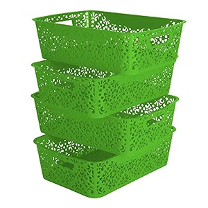 cutting edge plastic turkish storage basket medium green set of 4