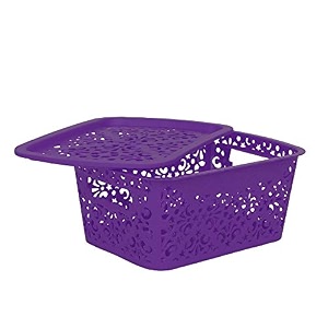 cutting edge plastic turkish storage basket with lidsmallpurpleset of 1