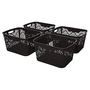 cutting edge plastic turkish storage basket large brown set of 4