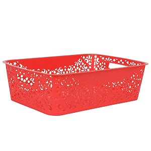 cutting edge plastic turkish storage basket medium red set of 1