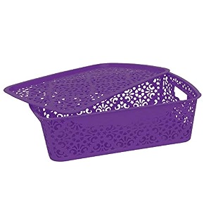 cutting edge plastic turkish storage basket with lidmediumpurple-set of 1