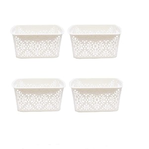 cutting edge plastic turkish storage basket medium white set of 4