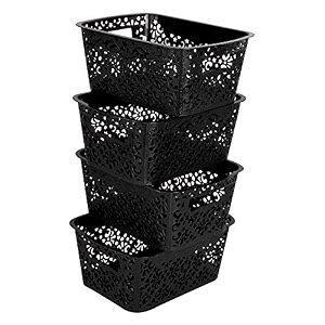 cutting edge plastic turkish storage basket small black set of 4