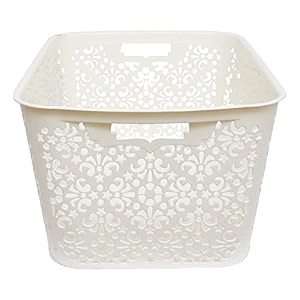 cutting edge plastic turkish storage basket large white set of 1