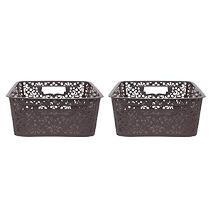 cutting edge plastic turkish storage basket medium brown set of 2