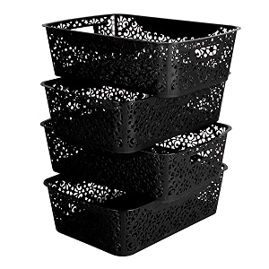 cutting edge plastic turkish storage basket medium black set of 4