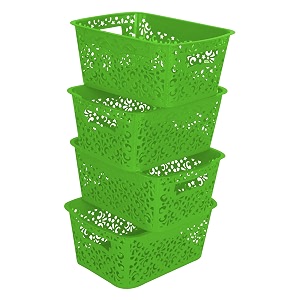 cutting edge plastic turkish storage basket small green set of 4