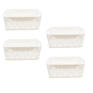 cutting edge plastic turkish storage basket small white set of 4