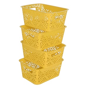 cutting edge plastic turkish storage basket small yellow set of 4