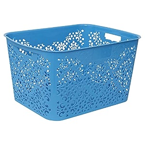 cutting edge plastic turkish storage basket large blue set of 1