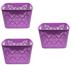 cutting edge plastic turkish storage basket large purple set of 3