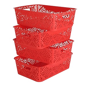 cutting edge plastic turkish storage basket medium red set of 4
