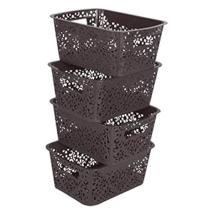 cutting edge plastic turkish storage basket small brown set of 4