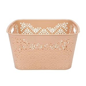 cutting edge plastic turkish storage basket large beige set of 1