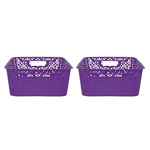 cutting edge plastic turkish storage basket medium purple set of 2