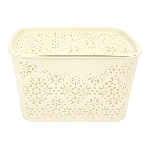 cutting edge plastic turkish storage basket with lidsmallwhite set of 1
