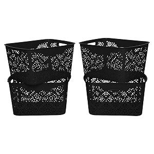 cutting edge plastic turkish storage basket large black set of 4