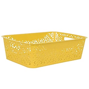 cutting edge plastic turkish storage basket medium yellow set of 1