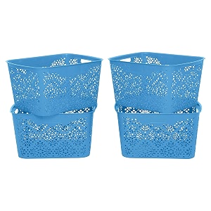 cutting edge plastic turkish storage basket large blue set of 4