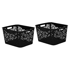 cutting edge plastic turkish storage basket large black set of 2