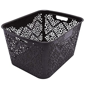 cutting edge plastic turkish storage basket large black set of 1
